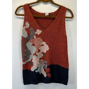 Anthropologie Tank Women's Small Floral Akemi Kin V-Neck Pullover Sweater Knit